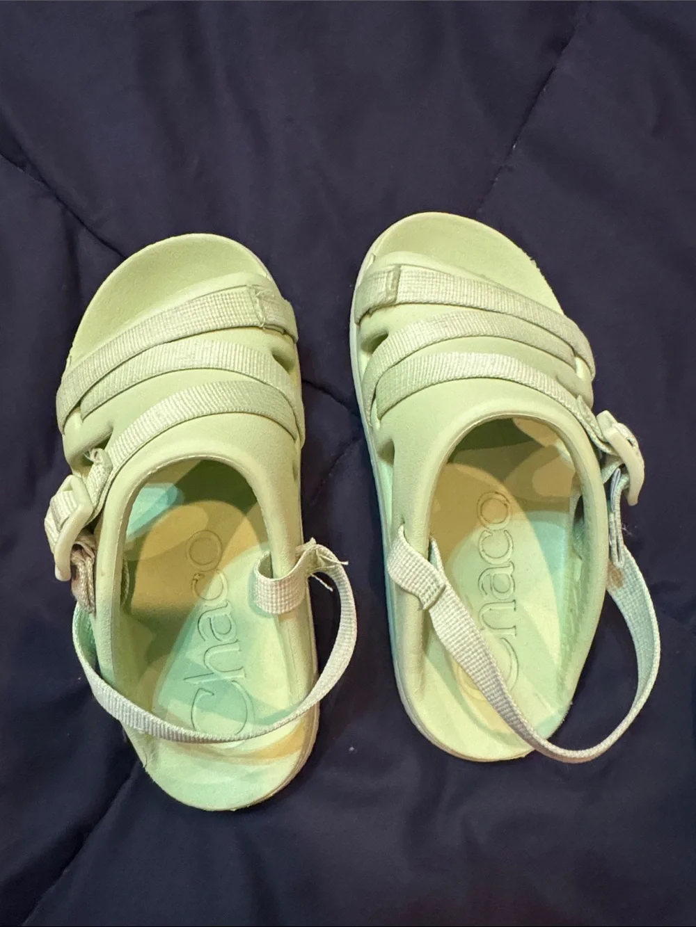 Crocs Kids' White Classic Clog and Chaco Lime Green Strappy Sandal Set